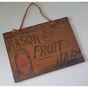 Early 1900' Original Wood Box End For Mason Fruit Jars \Sign